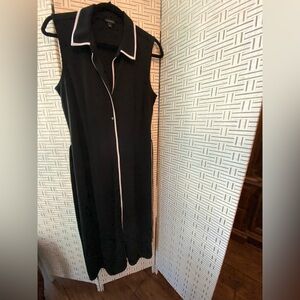 Talbots Black Midi Dress with White Piping
